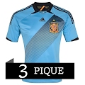 Camiseta de Piqué de la Selección Española Eurocopa 2012 Segunda Equipación