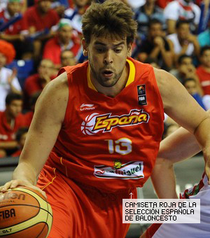 Camiseta roja de la primera equipación de la selección española de baloncesto